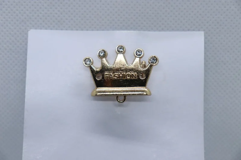 Golden Crown With White Stone Imitation Jewellery Lapel Pin