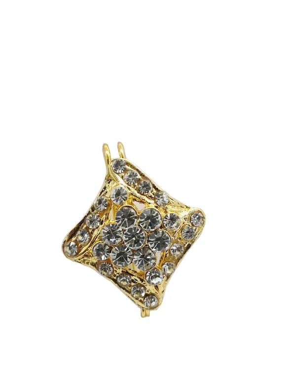 Golden Stone Studded Diamond Brooch