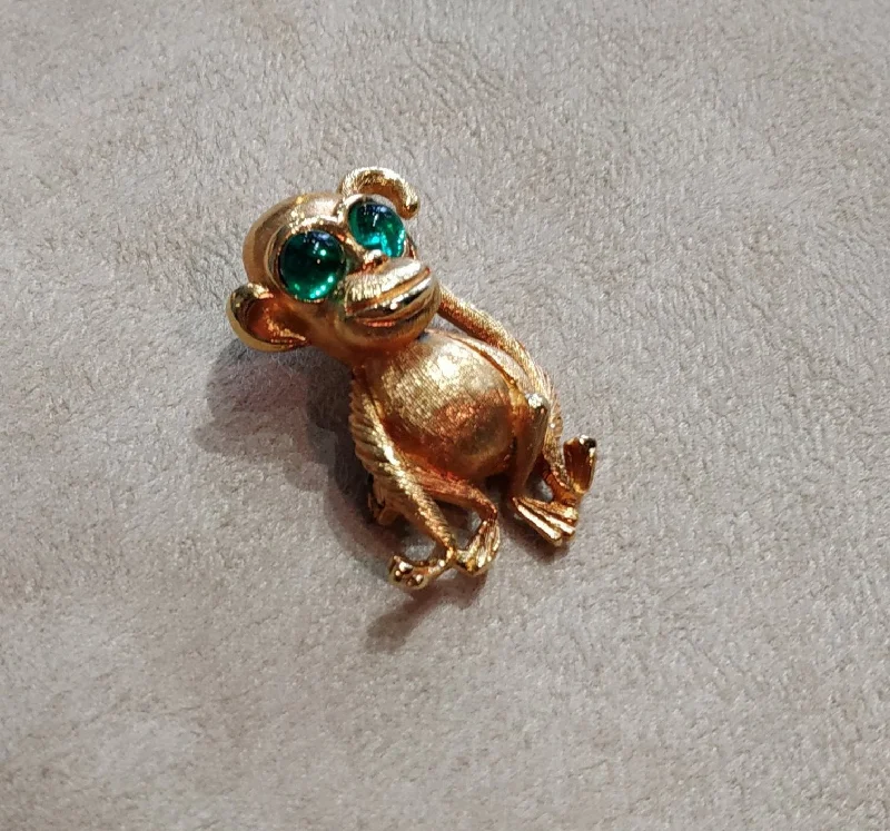 Green eyed Monkey brooch by Sphinx London