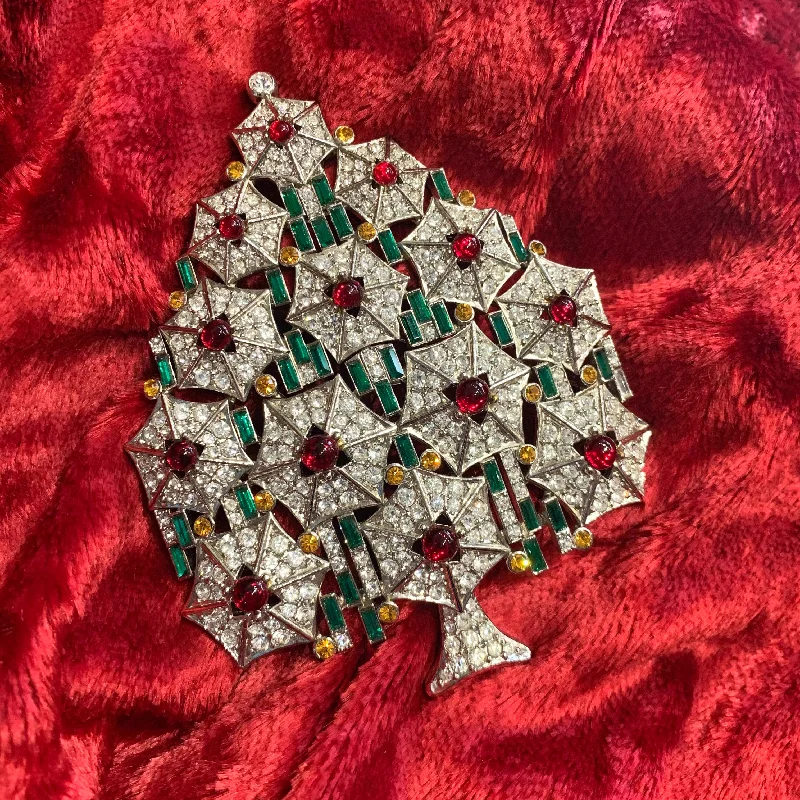 Large Christmas Tree Brooch by Cristobal London