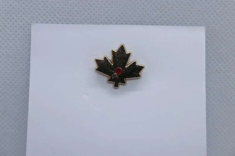 Golden Leaf With Red Stone Imitation Jewellery Lapel Pin