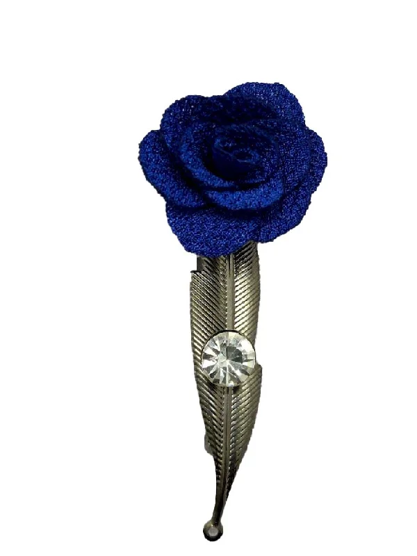 Navy Blue Open Flower Brooch