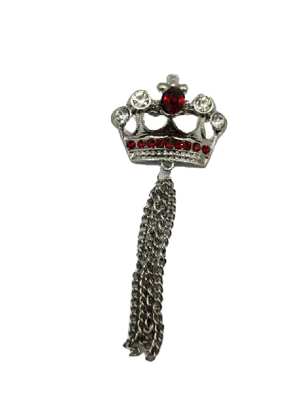 Red Studded Crown Brooch