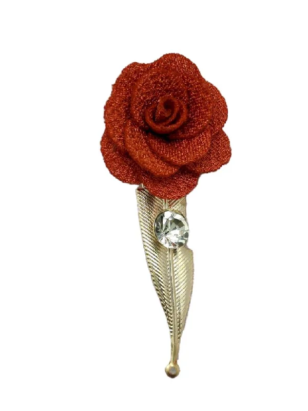 Rust Orange Open Flower Brooch