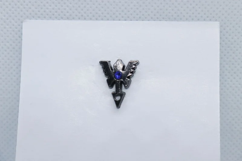 Silver Inverted Guitar With Blue Centre Imitation Jewellery Lapel Pin