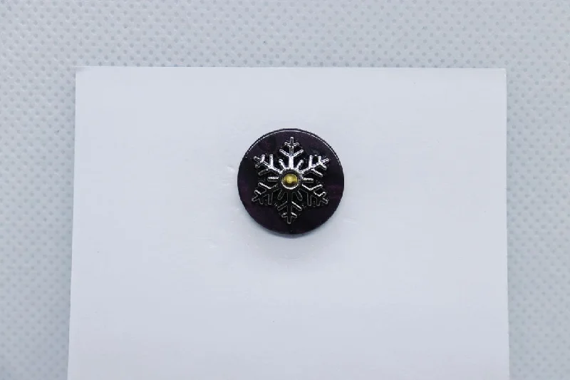 Silver On Black Snowflake Imitation Jewellery Lapel Pin