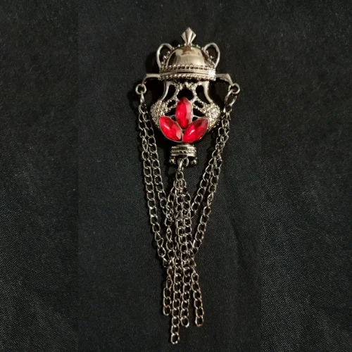 Silver Red Stone Studded Designer Brooch