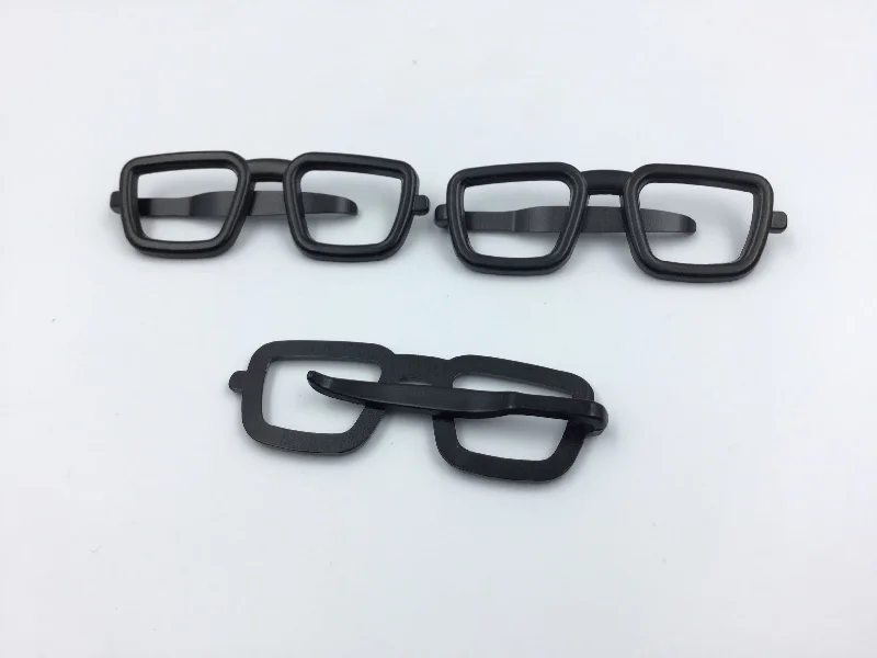 Spectacles Shape Metal Black Clip For Garment