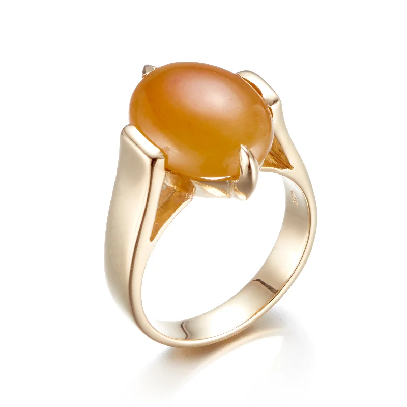 Yellow Jade Cabochon Ring