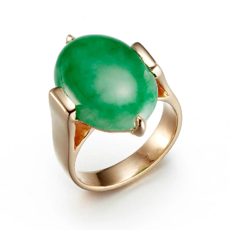 Green Jade 2-Prong Ring