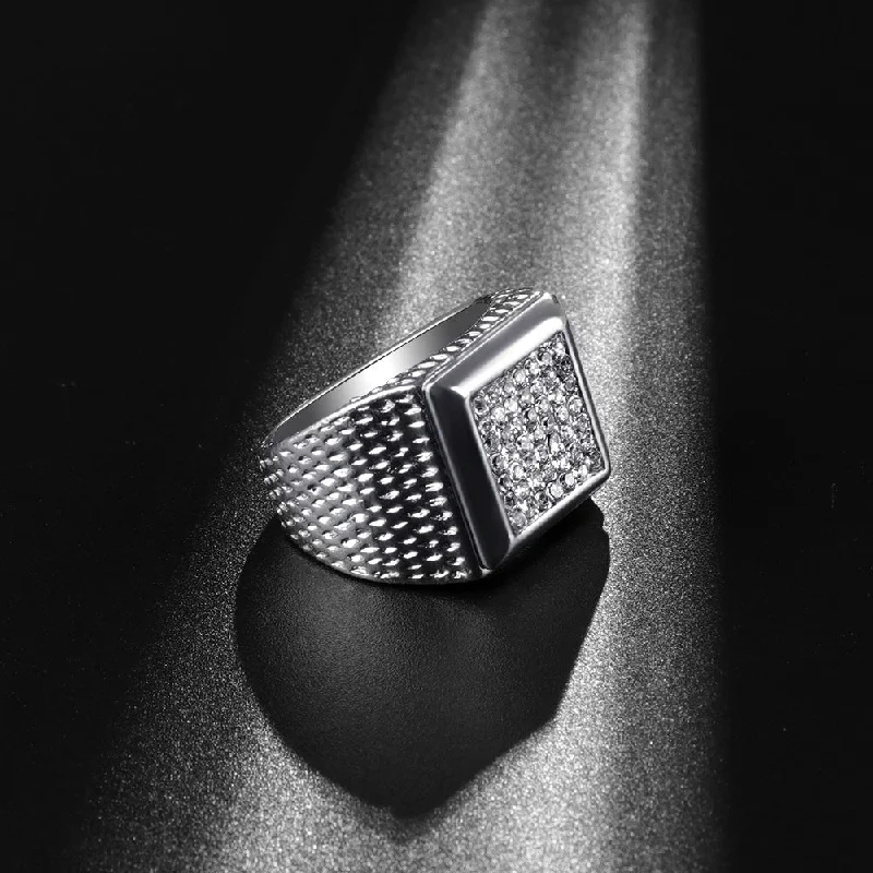 Bright Square Full Diamond Men's Ring