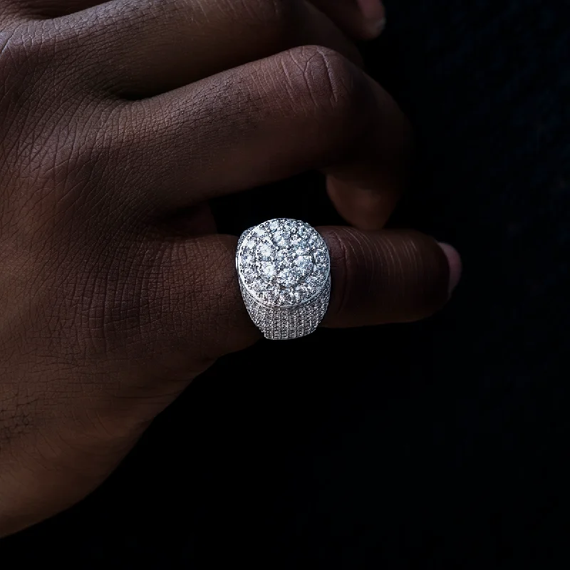 Diamond Cluster Ring in White Gold Vermeil