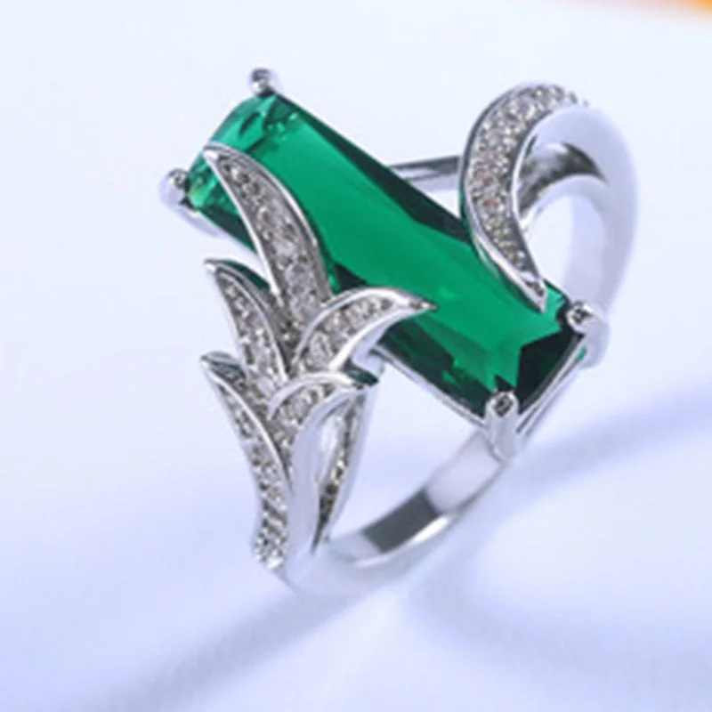 Emerald Topaz Diamond Ring