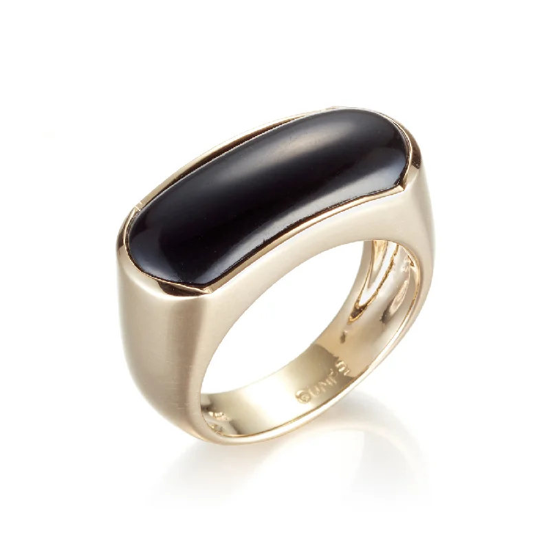 Men's Black Jade Saddle Ring