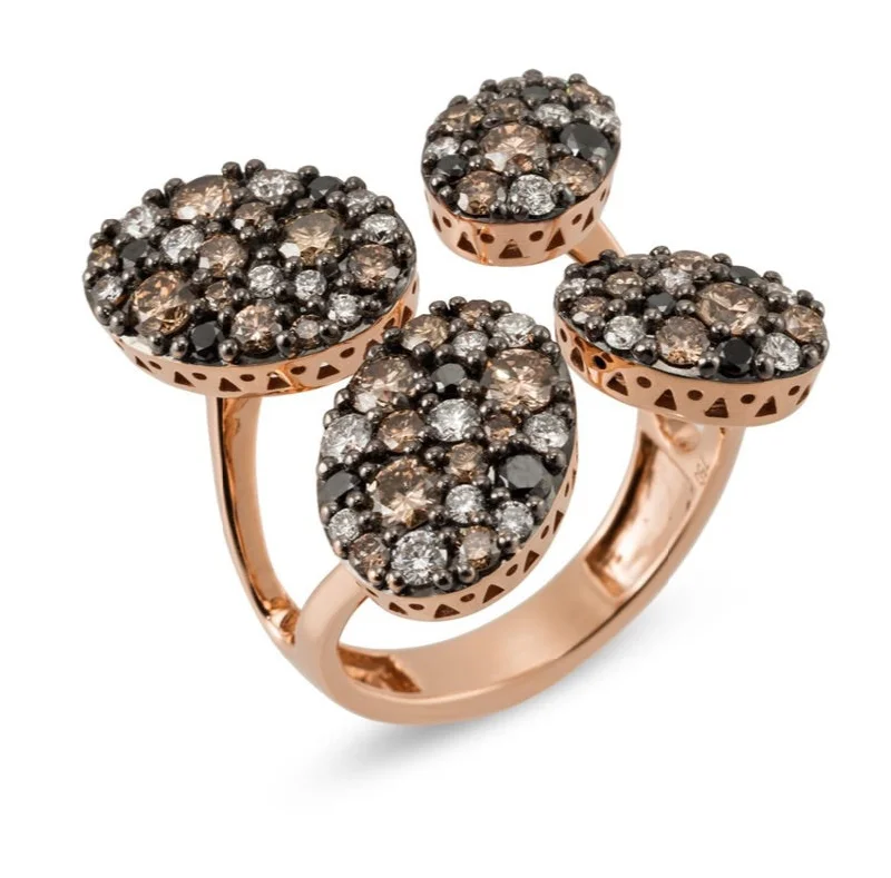 Ponte Vecchio- Pitti 18k Rose Gold Black diamond .13, brown diamond .52, diamond .19 ring CA1573BBWR