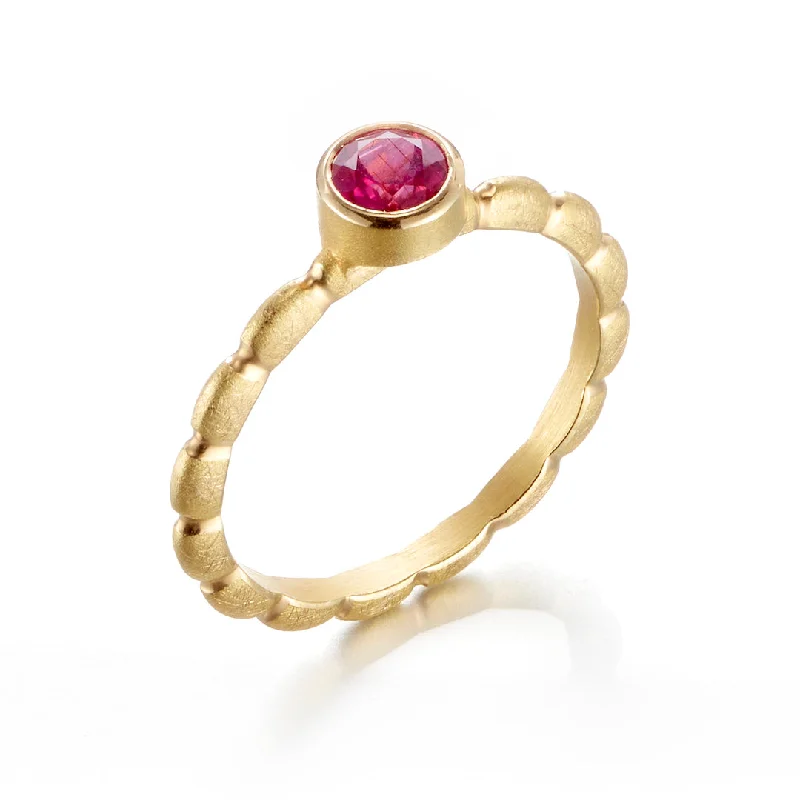 Mozambique Ruby Pillow Stacking Ring