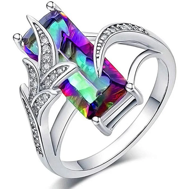 Seven color topaz diamond ring