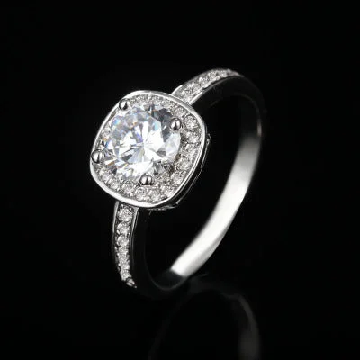 Silver plated zircon ring