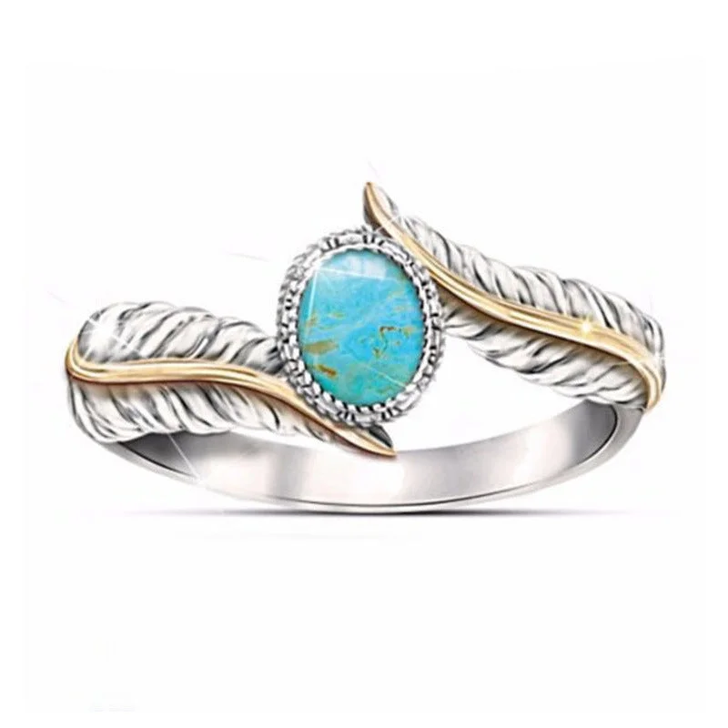 Turquoise Feather Female Ring