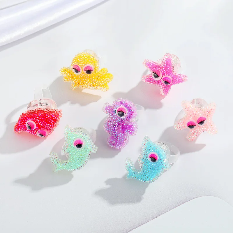 Wholesale Resin Cartoon Sea Animal Luminous Ring