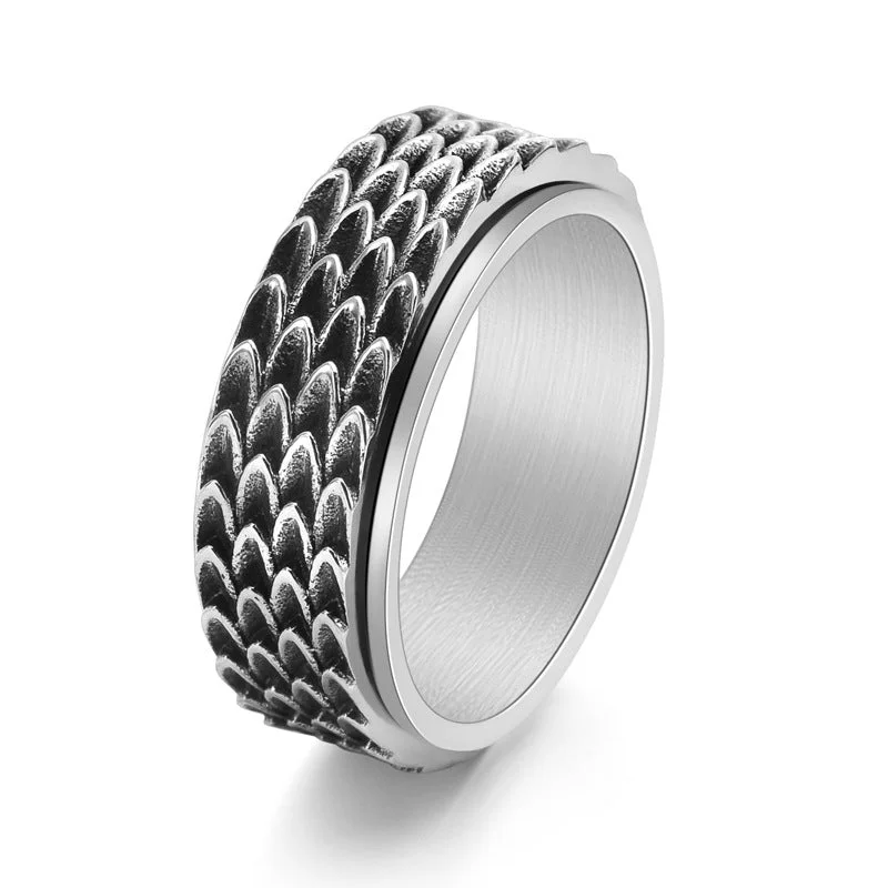 Wholesale Stainless Steel Dragon Scale Rotatable Ring