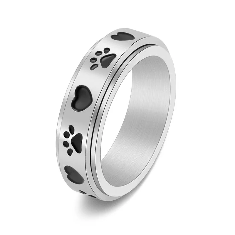 Wholesale Titanium Steel Love Dog Paw Spin Ring